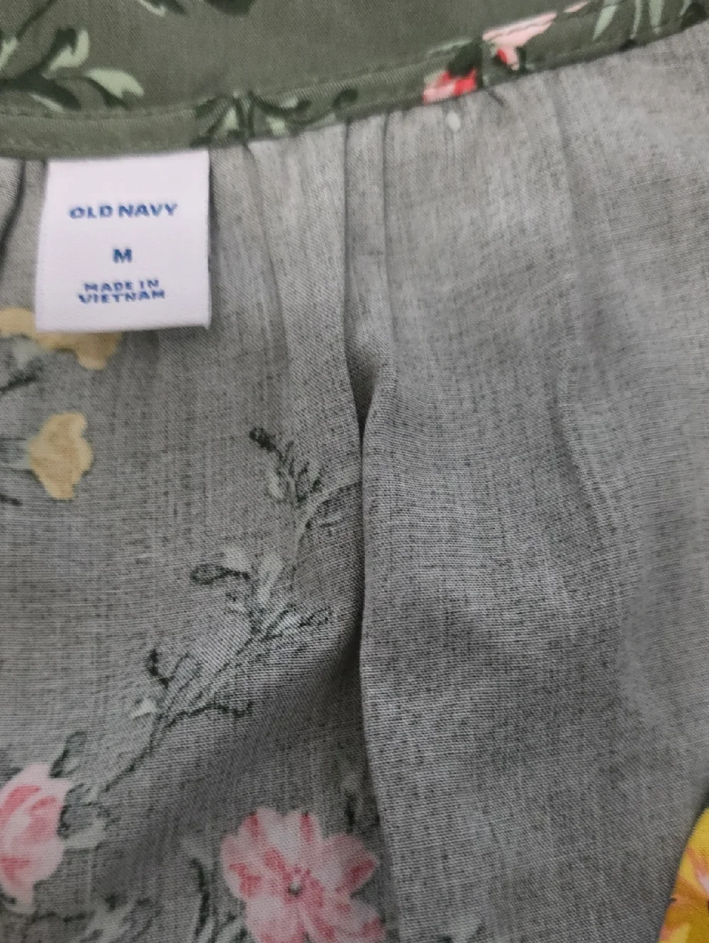 Olive Green Floral Sleeveless V-Neck Dress Size M - Picture 5 of 5